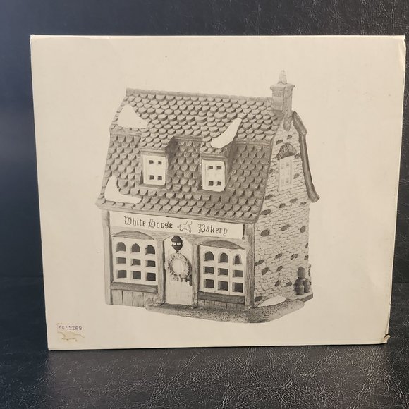 Vintage Rare 80s Department 56 White Horse Bakery Porcelain Lighted Building - Picture 9 of 10